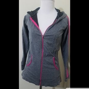 Gray Hoodie with flashy pink stripe